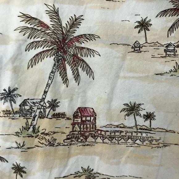 Moda Campia Moda Mens Vintage 90s Hawaiian Tiki Hut Shirt Size XL Beige SP EXC - Picture 4 of 11